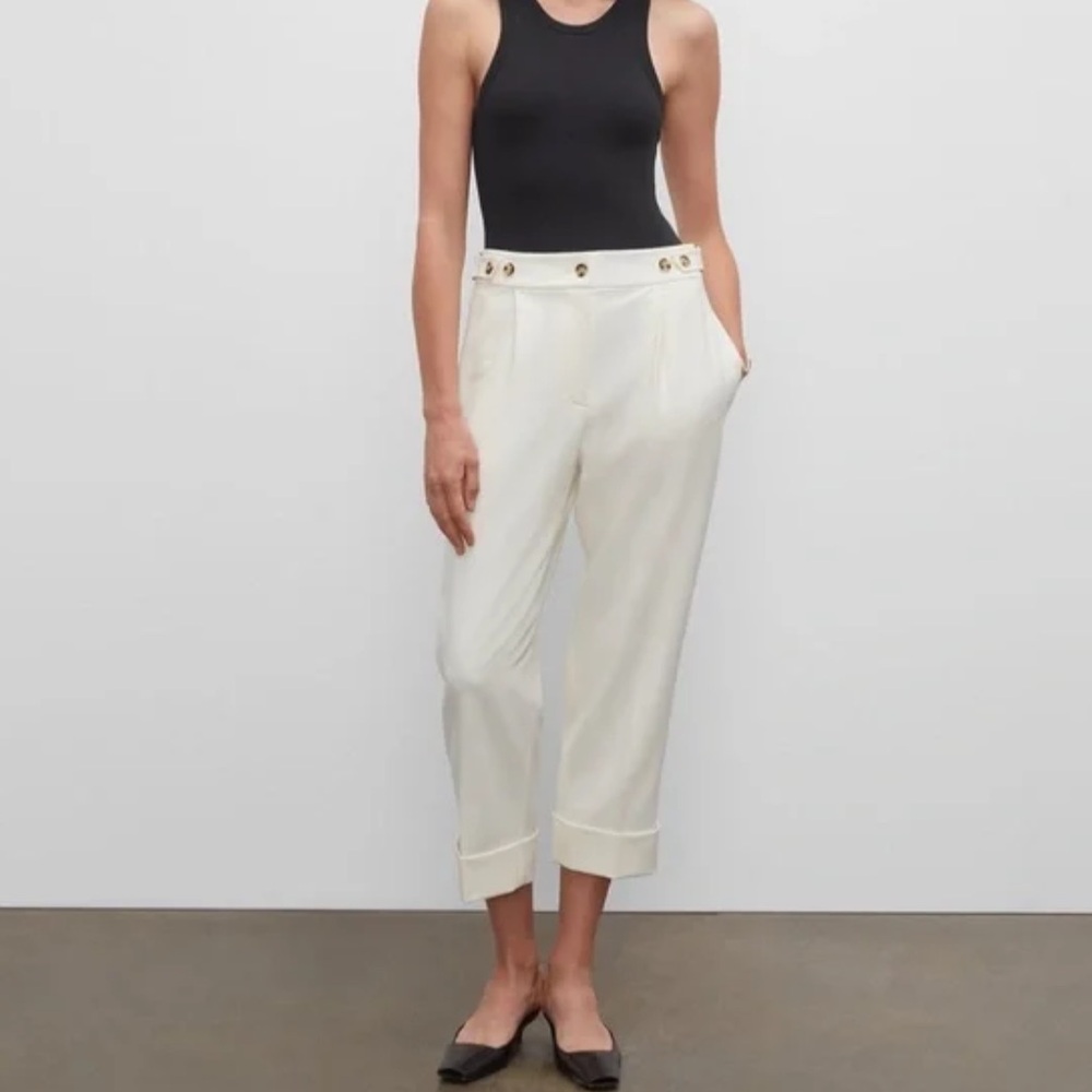 Club Monaco Cream Cropped Trousers